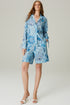 CAMISA LINHO ESTAMPADA FLORAL AZUL